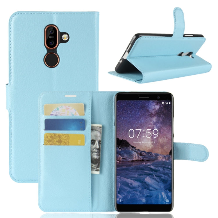 For Nokia 7 Plus PU + TPU Litchi Texture Horizontal Flip Leather Case with Wallet & Holder & Card Slots