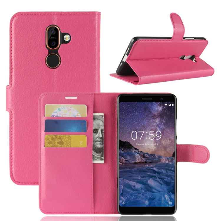 For Nokia 7 Plus PU + TPU Litchi Texture Horizontal Flip Leather Case with Wallet & Holder & Card Slots