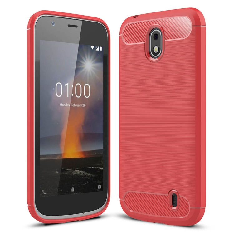 For Nokia 1 Brushed Texture Carbon Fiber Shockproof TPU Protective Back Case