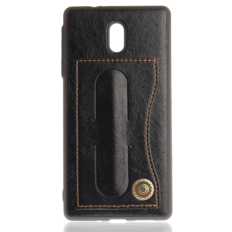 For Nokia 3 Litchi Texture TPU + Leather Pasted Protective Back Case with Holder & Card Slot