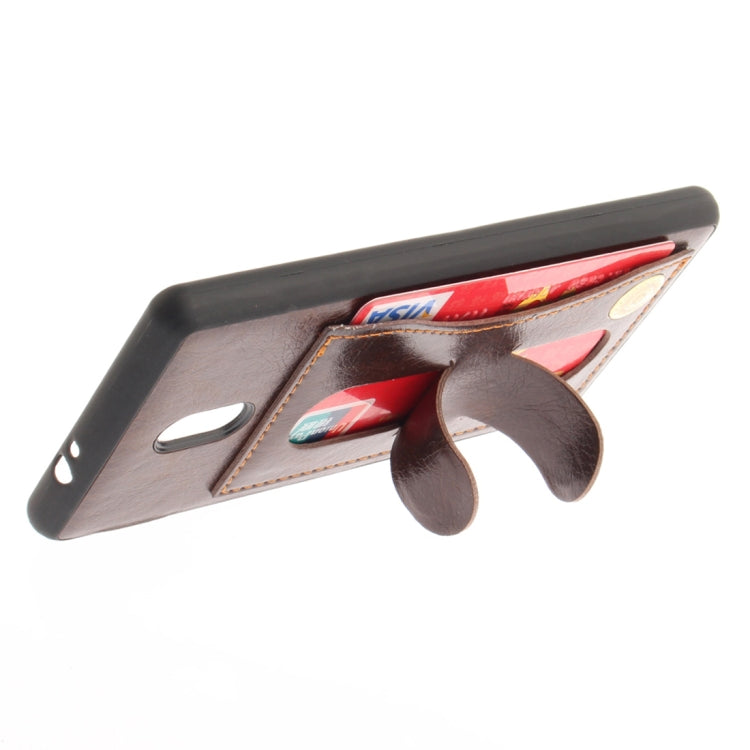 For Nokia 3 Litchi Texture TPU + Leather Pasted Protective Back Case with Holder & Card Slot