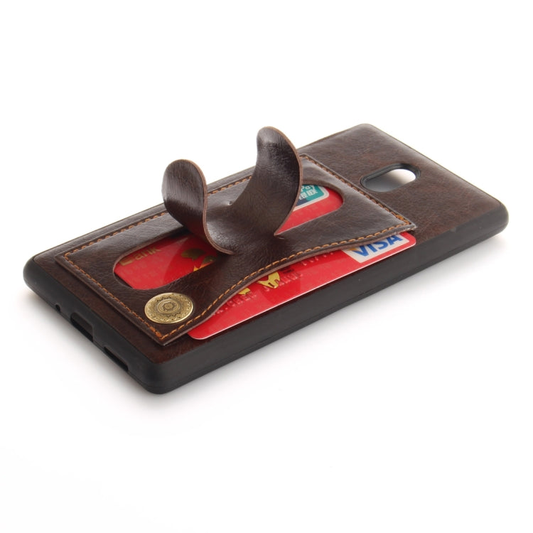 For Nokia 3 Litchi Texture TPU + Leather Pasted Protective Back Case with Holder & Card Slot