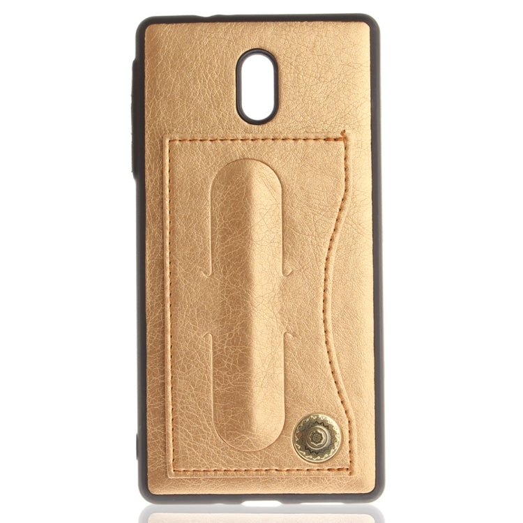 For Nokia 3 Litchi Texture TPU + Leather Pasted Protective Back Case with Holder & Card Slot