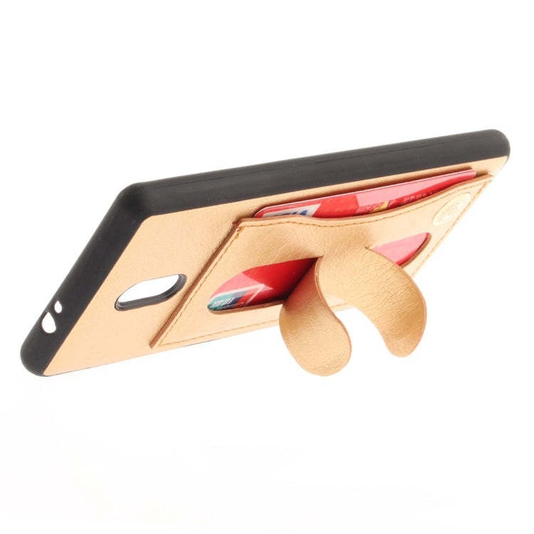 For Nokia 3 Litchi Texture TPU + Leather Pasted Protective Back Case with Holder & Card Slot