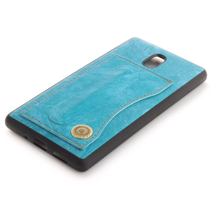 For Nokia 3 Litchi Texture TPU + Leather Pasted Protective Back Case with Holder & Card Slot