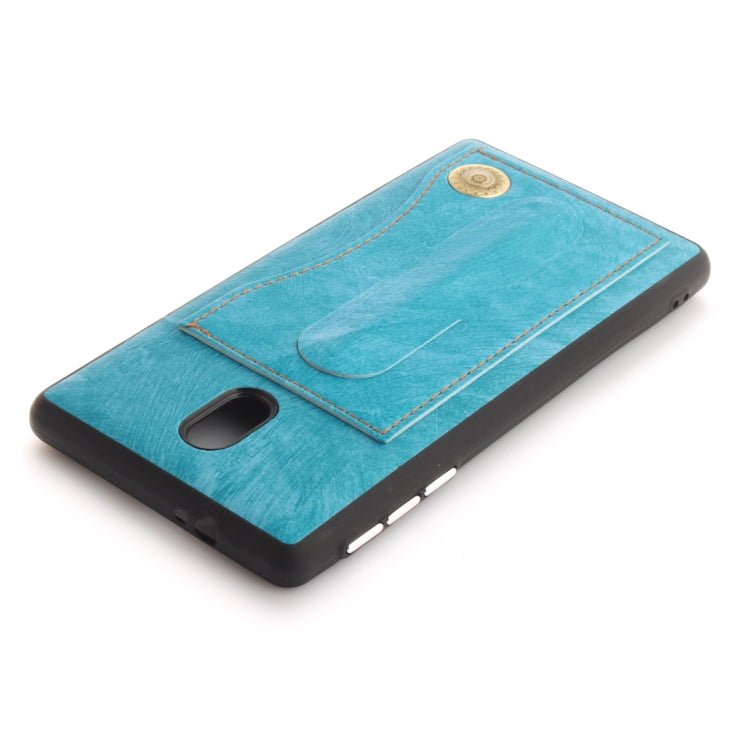 For Nokia 3 Litchi Texture TPU + Leather Pasted Protective Back Case with Holder & Card Slot