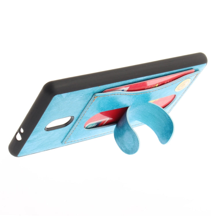 For Nokia 3 Litchi Texture TPU + Leather Pasted Protective Back Case with Holder & Card Slot