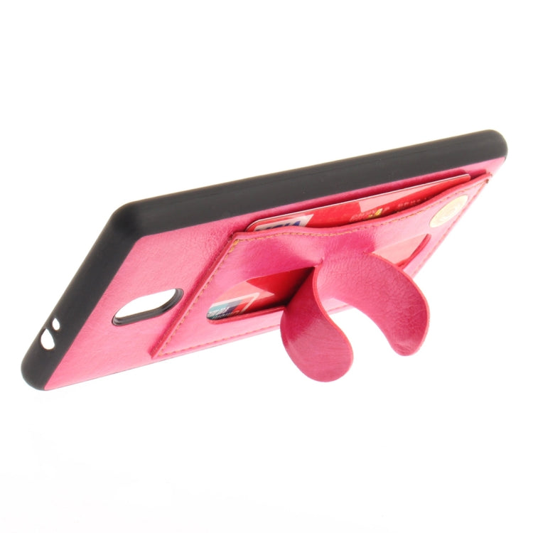 For Nokia 3 Litchi Texture TPU + Leather Pasted Protective Back Case with Holder & Card Slot