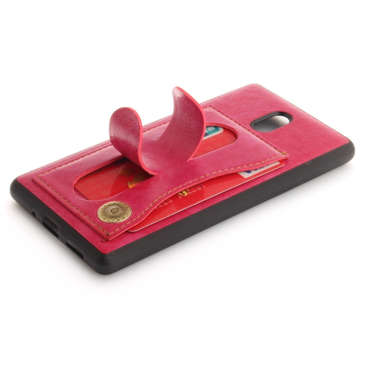 For Nokia 3 Litchi Texture TPU + Leather Pasted Protective Back Case with Holder & Card Slot