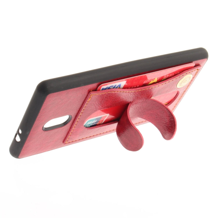 For Nokia 3 Litchi Texture TPU + Leather Pasted Protective Back Case with Holder & Card Slot