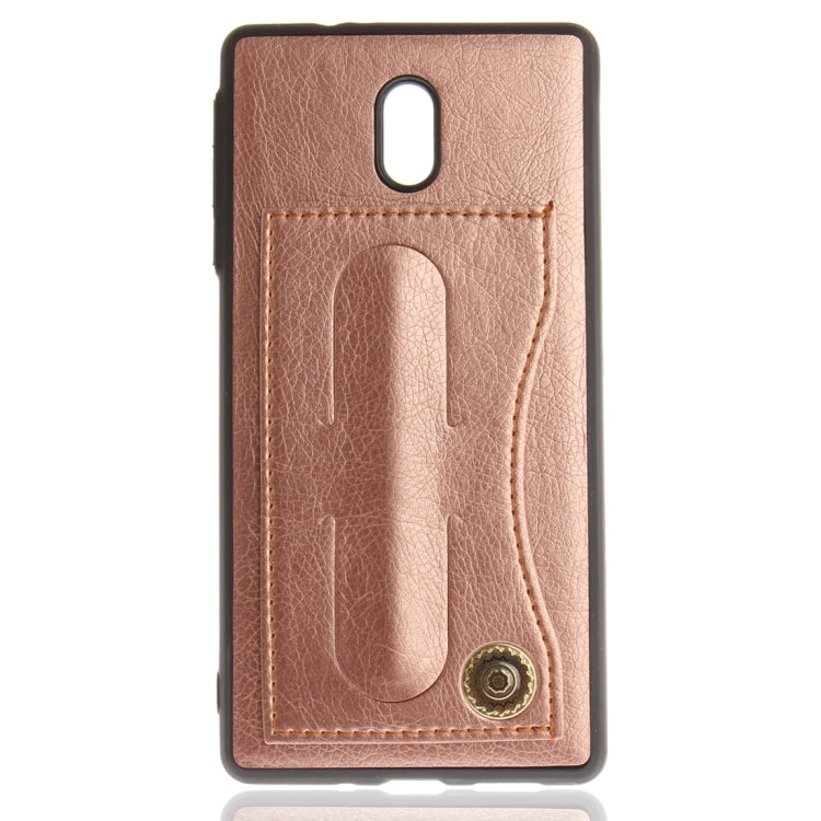 For Nokia 3 Litchi Texture TPU + Leather Pasted Protective Back Case with Holder & Card Slot