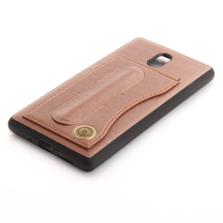 For Nokia 3 Litchi Texture TPU + Leather Pasted Protective Back Case with Holder & Card Slot