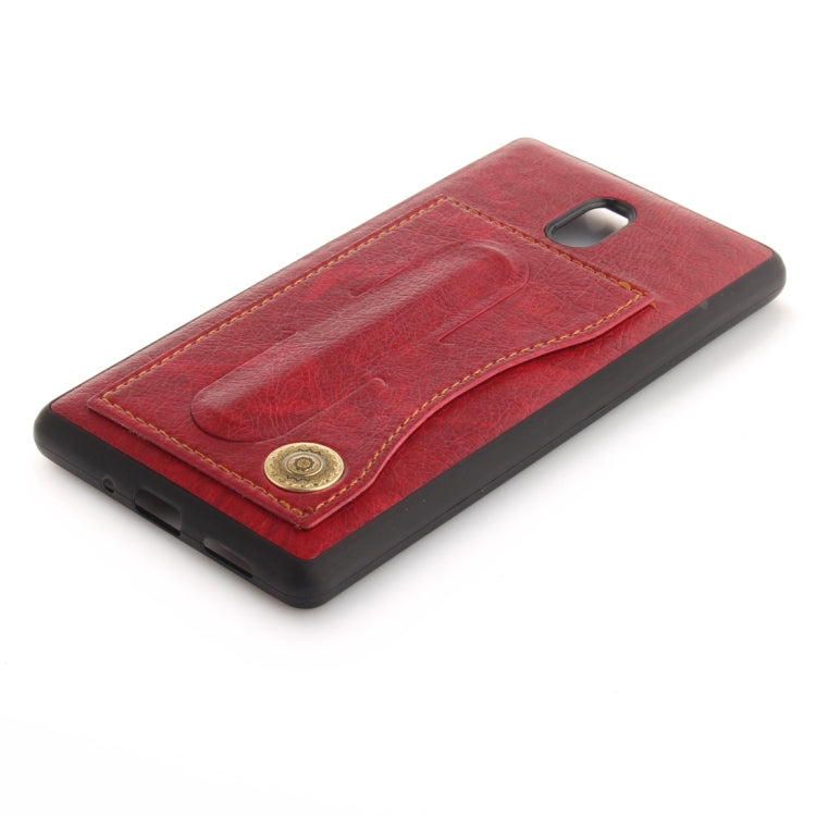 For Nokia 3 Litchi Texture TPU + Leather Pasted Protective Back Case with Holder & Card Slot