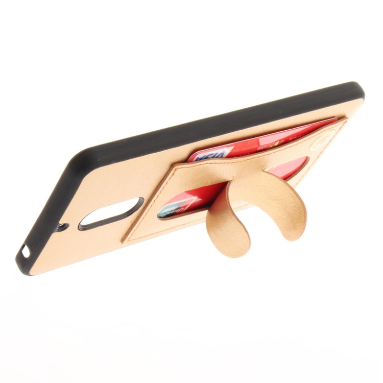 For Nokia 6 Litchi Texture TPU + Leather Pasted Protective Back Case with Holder & Card Slot