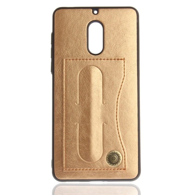 For Nokia 6 Litchi Texture TPU + Leather Pasted Protective Back Case with Holder & Card Slot