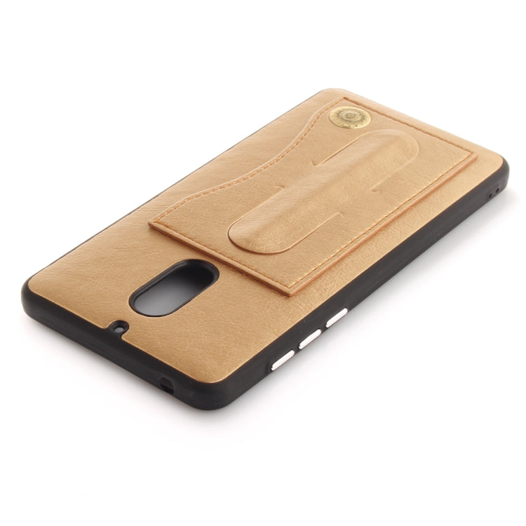 For Nokia 6 Litchi Texture TPU + Leather Pasted Protective Back Case with Holder & Card Slot