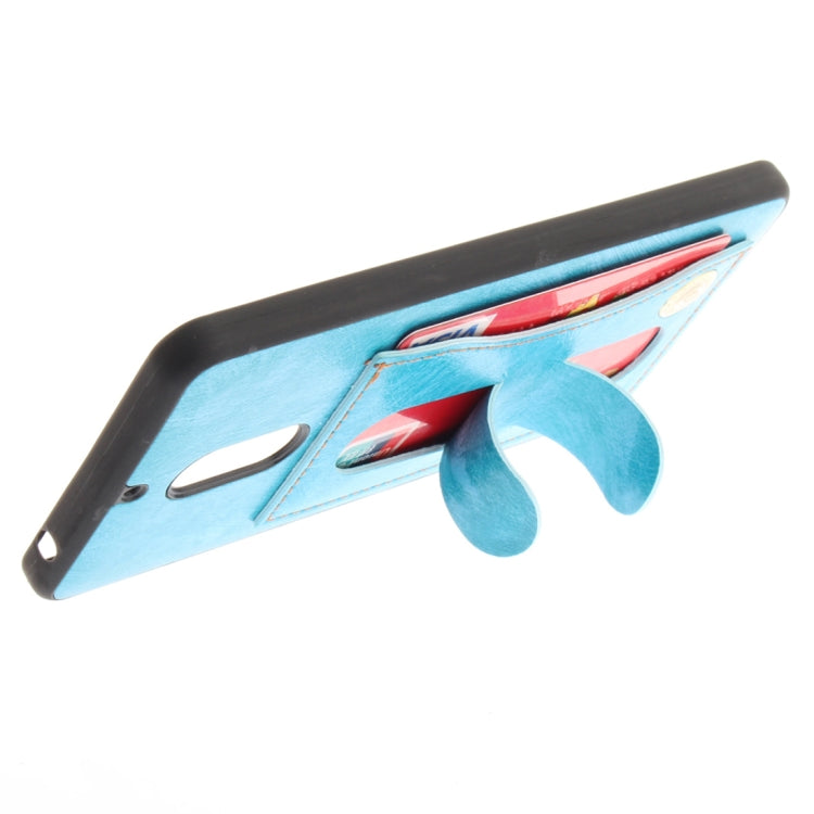 For Nokia 6 Litchi Texture TPU + Leather Pasted Protective Back Case with Holder & Card Slot