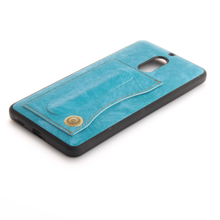 For Nokia 6 Litchi Texture TPU + Leather Pasted Protective Back Case with Holder & Card Slot