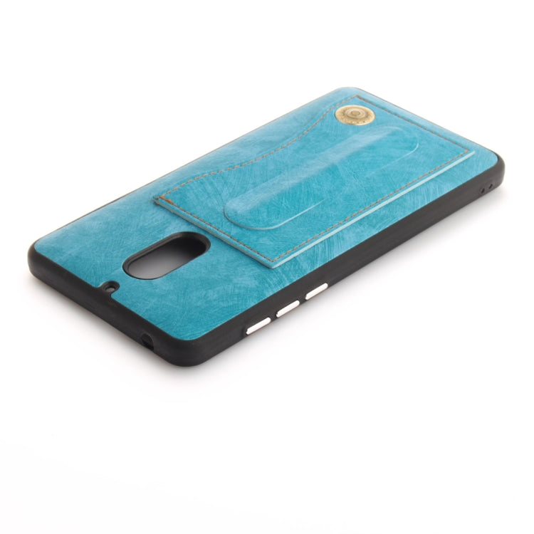 For Nokia 6 Litchi Texture TPU + Leather Pasted Protective Back Case with Holder & Card Slot