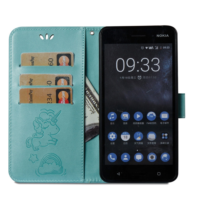 For Nokia 6/N6 Embossed Horse Cloud Print Horizontal Flip Leather Case with Holder & Card Slots & Wallet & Lanyard