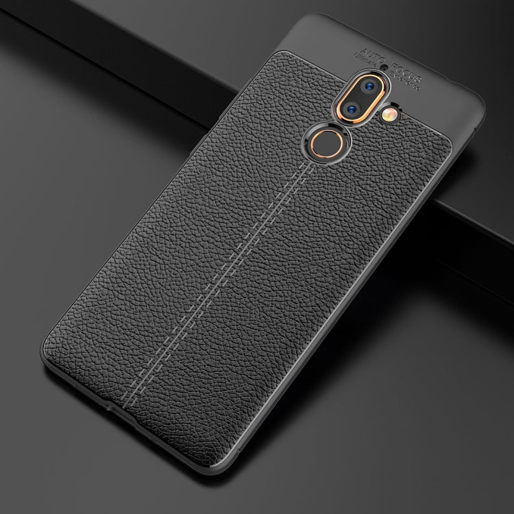 For Nokia 7 Plus Litchi Texture Soft TPU Protective Back Cover Case
