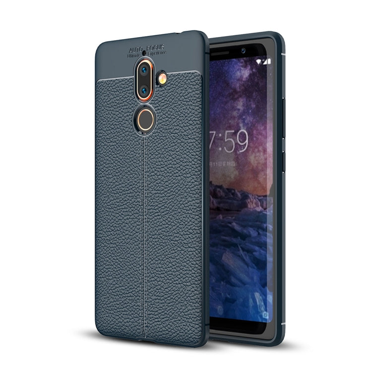 For Nokia 7 Plus Litchi Texture Soft TPU Protective Back Cover Case