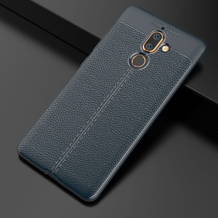 For Nokia 7 Plus Litchi Texture Soft TPU Protective Back Cover Case