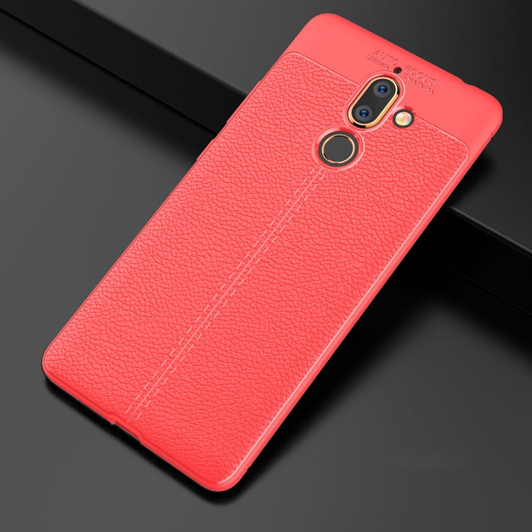 For Nokia 7 Plus Litchi Texture Soft TPU Protective Back Cover Case