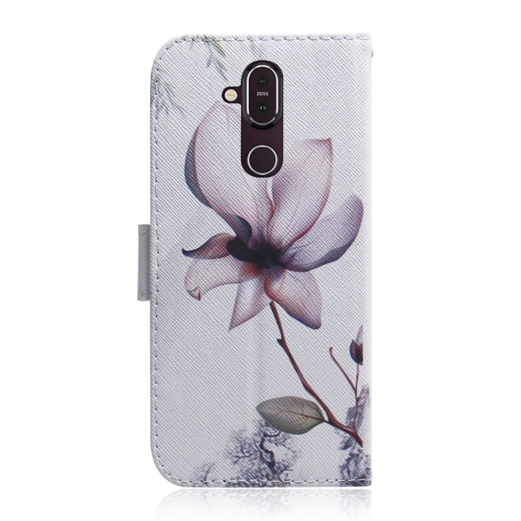 Magnolia Flower Pattern Coloured Drawing Horizontal Flip Leather Case for Nokia 8.1 / X7, with Holder & Card Slots & Wallet