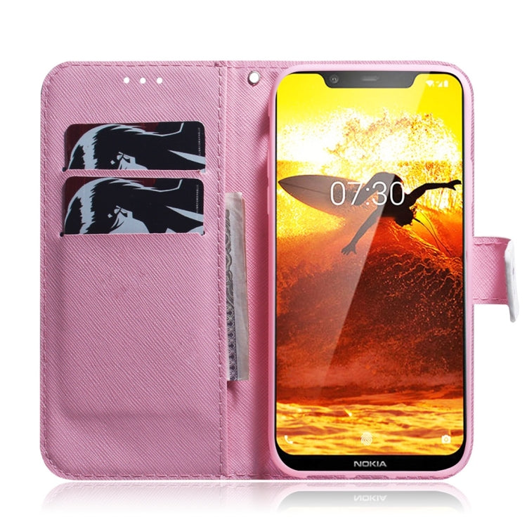Magnolia Flower Pattern Coloured Drawing Horizontal Flip Leather Case for Nokia 8.1 / X7, with Holder & Card Slots & Wallet