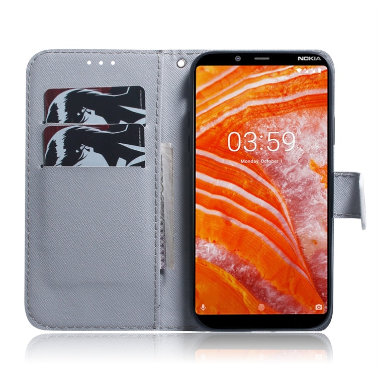 Apricot Flower Pattern Coloured Drawing Horizontal Flip Leather Case for Nokia 3.1 Plus, with Holder & Card Slots & Wallet