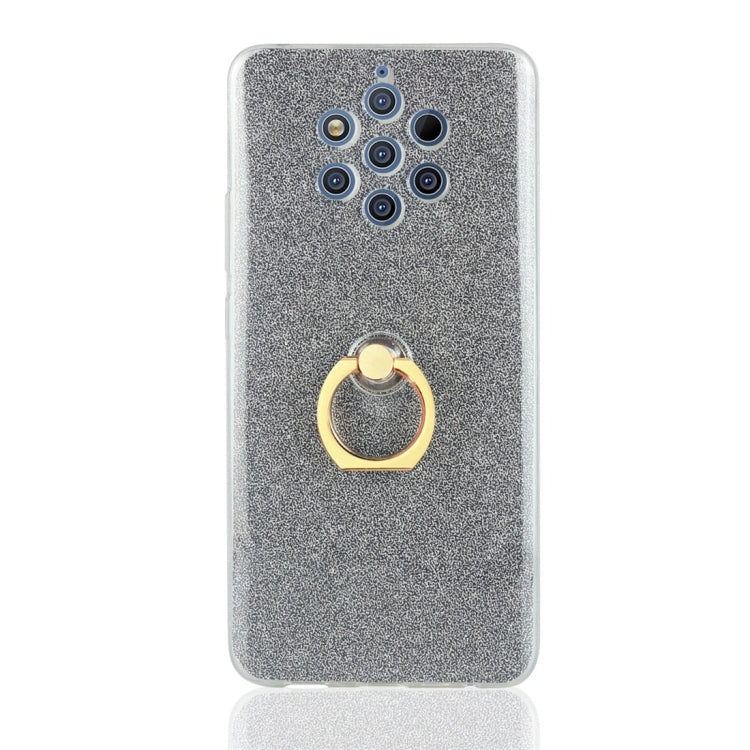Glittery Powder Shockproof TPU Protective Case for Nokia 9, with 360 Degree Rotation Ring Holder