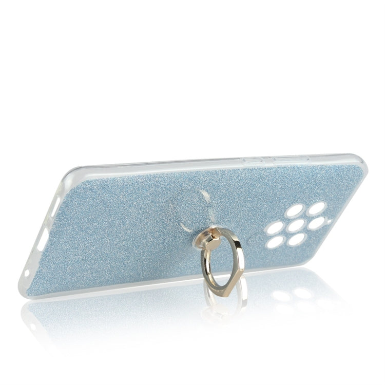 Glittery Powder Shockproof TPU Protective Case for Nokia 9, with 360 Degree Rotation Ring Holder