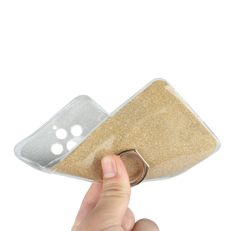 Glittery Powder Shockproof TPU Protective Case for Nokia 9, with 360 Degree Rotation Ring Holder