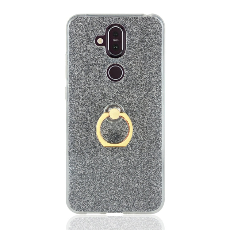 Glittery Powder Shockproof TPU Protective Case for Nokia X7, with 360 Degree Rotation Ring Holder