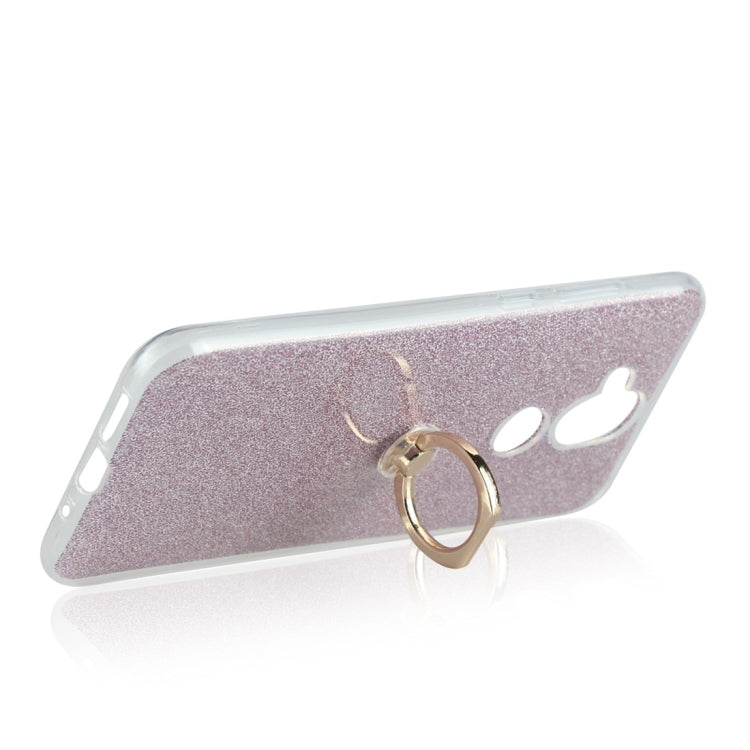 Glittery Powder Shockproof TPU Protective Case for Nokia X7, with 360 Degree Rotation Ring Holder