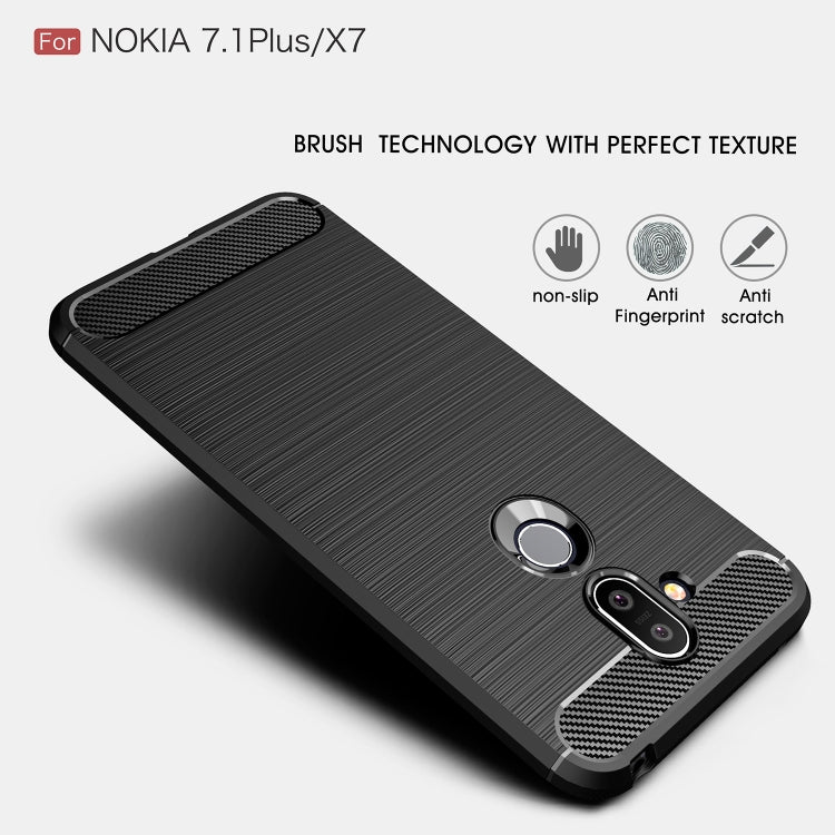 Brushed Texture Carbon Fiber TPU Case for Nokia 7.1 Plus / X7