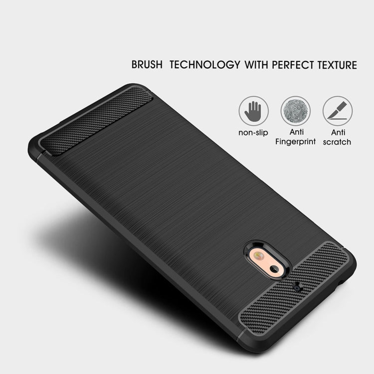 Brushed Texture Carbon Fiber Shockproof TPU Case for Nokia 2.1
