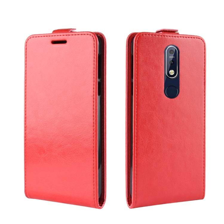 R64 Texture Single Fold Vertical Flip Leather Case for Nokia 7.1, with Card Slots & Wallet