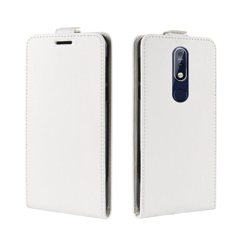 R64 Texture Single Fold Vertical Flip Leather Case for Nokia 7.1, with Card Slots & Wallet