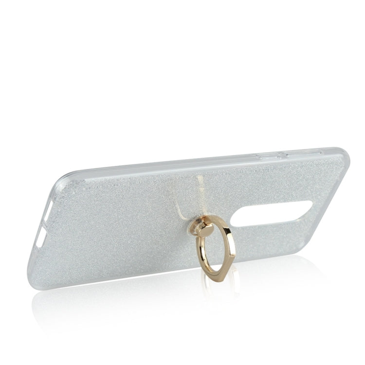 Glittery Powder Shockproof TPU Protective Case for Nokia 7.1, with 360 Degree Rotation Ring Holder