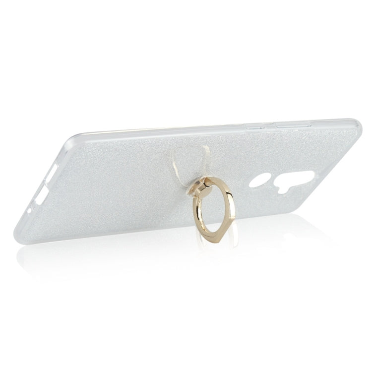 Glittery Powder Shockproof TPU Protective Case for Nokia 7 Plus, with 360 Degree Rotation Ring Holder