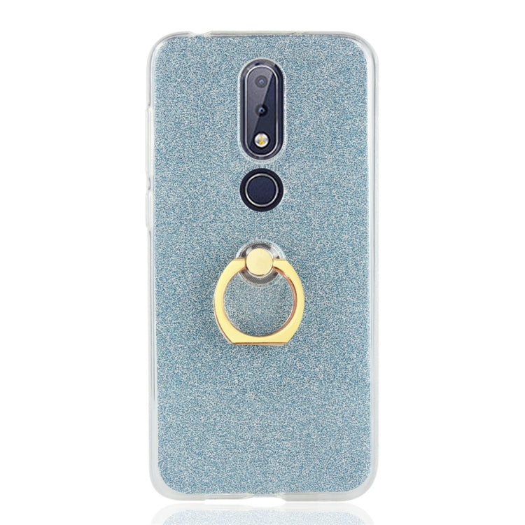 Glittery Powder Shockproof TPU Protective Case for Nokia X6, with 360 Degree Rotation Ring Holder