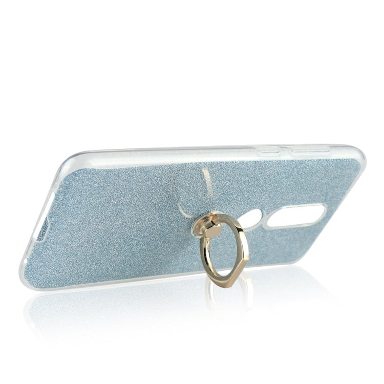 Glittery Powder Shockproof TPU Protective Case for Nokia X6, with 360 Degree Rotation Ring Holder