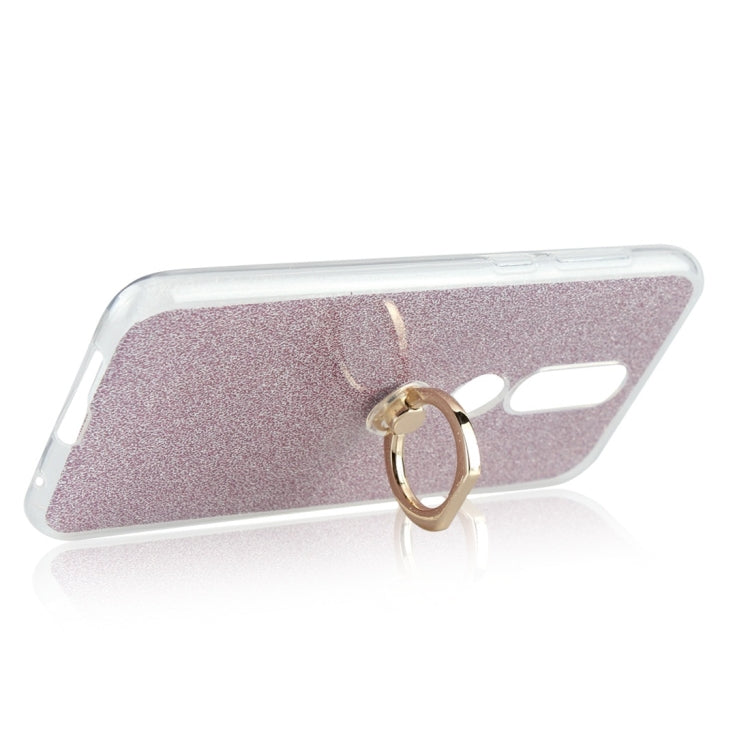 Glittery Powder Shockproof TPU Protective Case for Nokia X6, with 360 Degree Rotation Ring Holder