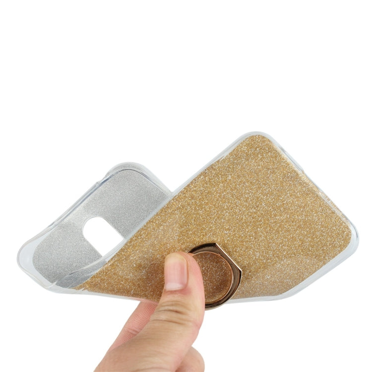 Glittery Powder Shockproof TPU Protective Case for Nokia X6, with 360 Degree Rotation Ring Holder