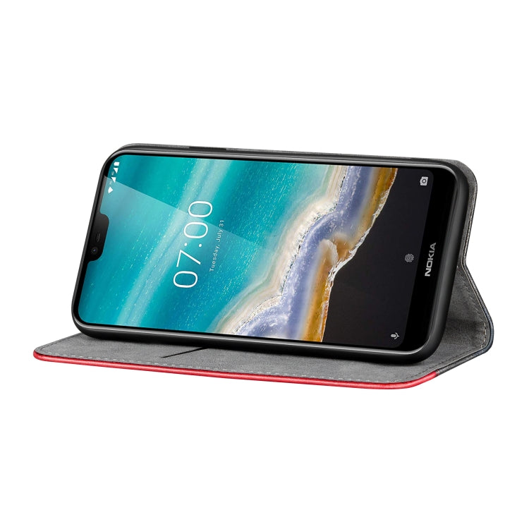 Business Solid Color Stitching Horizontal Flip Leather Case for Nokia 7.1, with Holder & Card Slots & Wallet & Lanyard