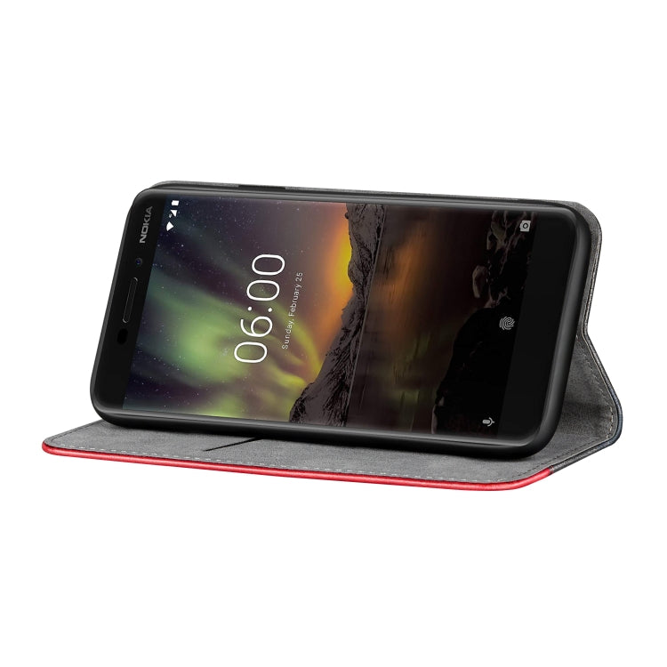 Business Solid Color Stitching Horizontal Flip Leather Case for Nokia 6 (2018), with Holder & Card Slots & Wallet & Lanyard