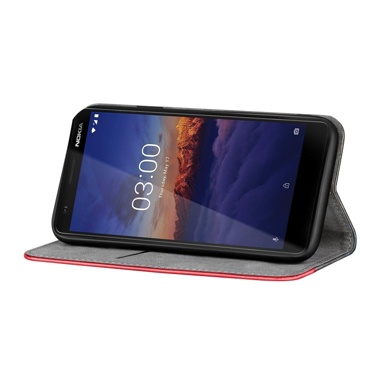 Business Solid Color Stitching Horizontal Flip Leather Case for Nokia 3.1, with Holder & Card Slots & Wallet & Lanyard