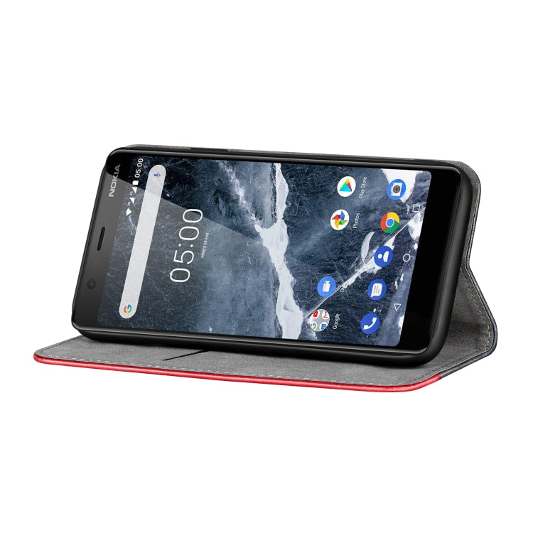 Business Solid Color Stitching Horizontal Flip Leather Case for Nokia 5.1, with Holder & Card Slots & Wallet & Lanyard